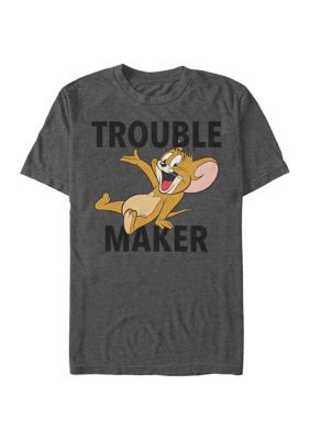 Tom And Jerry Trouble Maker Graphic T-Shirt. Don't worry about playing a game of cat and mouse with these officially licensed Tom and Jerry styles! We have them all right here for you! Celebrate your favorite frenemies with fun vintage styles from the beloved animated series. Tom and Jerry might love to hate each other, but they just love to love these awesome Warner Brother tees. Cat And Mouse, Men's Toms, Mens Trends, Tom And Jerry, Pattern Graphic, Mens Big And Tall, Big & Tall, Tshirts Online, Mens Tees