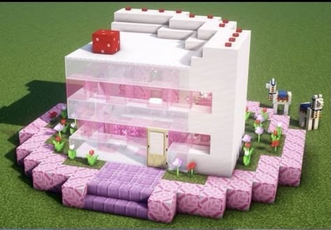 Pink Cafe Minecraft, Pink Minecraft House No Mods, Kawaii Minecraft Houses, Kawaii Minecraft Builds, Candy Minecraft, Girly Minecraft, Pink Bookshelves, Minecraft Mansion, Pink Cafe