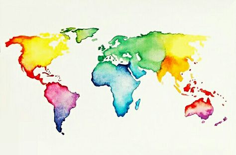 Watercolour World Map, World Watercolor, Watercolor World Map, Alphabet Drawing, Biology Art, Watercolor Architecture, Barn Painting, Watercolor Map, Map Painting