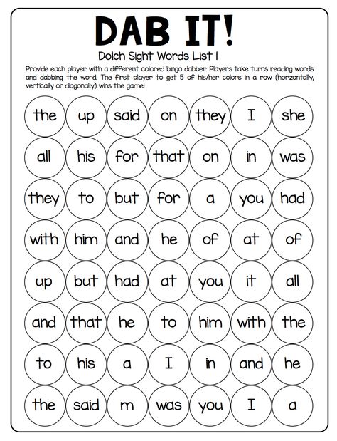 Who knew that using bingo dabbers can make learning sight words so much fun? This game requires no prep other than to copy the game boards on paper and it’ Word Identification Activities, Games For Sight Words, Learning Site Words, Sight Word Spelling Activities, Making Sight Words Fun, Pre K Sight Words List, Preschool Site Words, Site Words For Kindergarten, Spelling Activities For Kindergarten