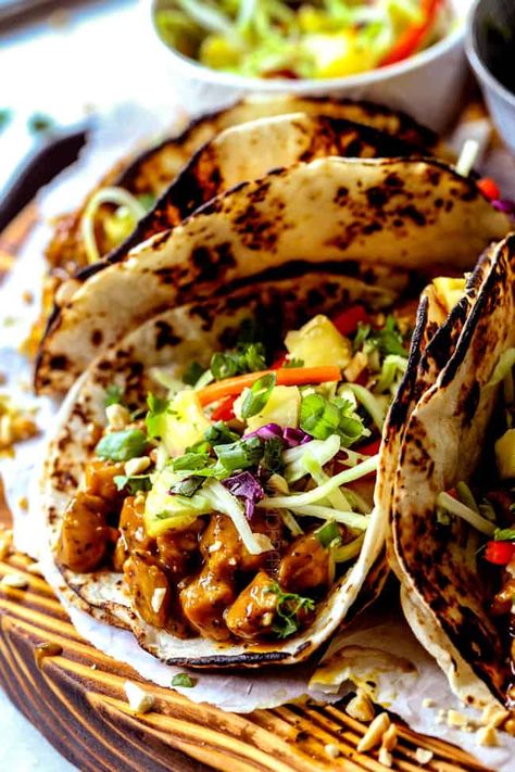 Thai Chicken Tacos, Chicken Tacos Recipes, Tacos Recipes, 2023 Food, Thai Peanut Chicken, Grilling Ideas, Chicken Taco Recipes, Poultry Dishes, Carlsbad Cravings