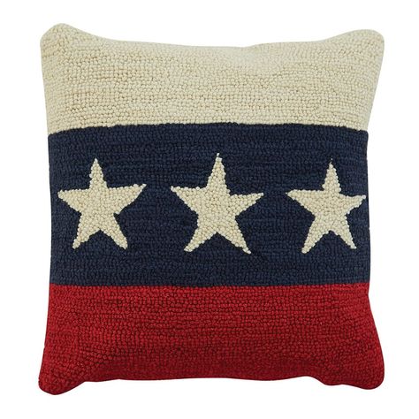 Includes A Pillow Cover And Polyester Insert 18" Square Star Pillow, Hooked Pillow, Fox Decor, Classic Americana, Park Designs, Patriotic Stars, Americana Fashion, Blue Color Schemes, Primitive Decorating Country