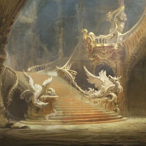 Verso la Sala del Trono di Hikari Beast Concept Art, Rennaissance Art, A Castle, Fantasy Art Landscapes, Arte Fantasy, Ethereal Art, 판타지 아트, Classical Art, Jena