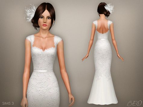 BEO's Wedding dress 48 Sims 3 Wedding, Hair Gown, Sims Dress, Strappy Wedding Dress, Weading Dress, Slim Wedding Dresses, Sims 3 Cc Clothes, Sims 4 Wedding Dress, Ts3 Cc