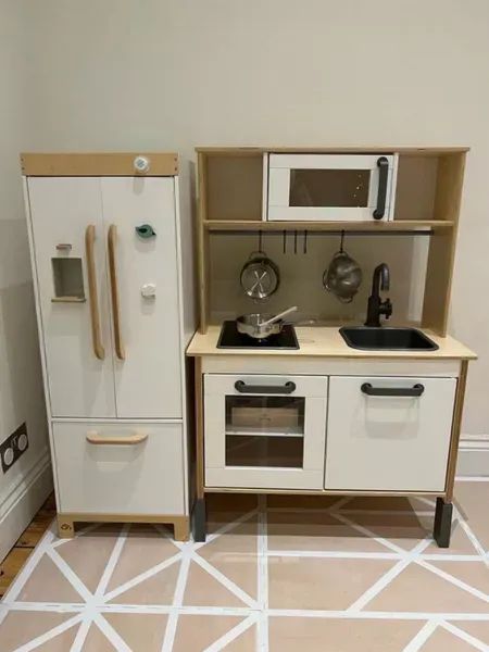 Ikea Fridge, Ikea Kids Kitchen Hack, Ikea Kids Kitchen, Ikea Playroom, Ikea Toys, Cabinet Fridge, Ikea Kids Room, Ikea Play Kitchen, Alyson Haley