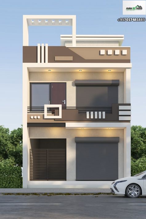 Home Outside Painting Ideas, Parapet Wall Design Terrace, Simple Elevation Design, Parapet Wall Design, Parapet Design, Simple House Exterior Design, Front Building Design, House Front Wall Design, 20x40 House Plans