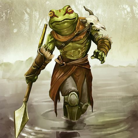 Grung Dnd, Frog Warrior, Dnd Barbarian, Barbarian Dnd, Frog Character, Pathfinder Character, Character Mascot, Frog Art, Fantasy Races