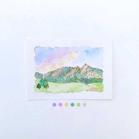 Colorado Watercolor, Hiking Watercolor, Utah Watercolor, Watercolor Colorado Mountains, Montana Watercolor, Ocean Mountain Watercolor, Colorado Art, 100 Day Challenge, Boulder Colorado