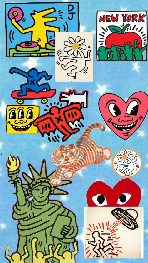 #keithharing Keith Haring Wallpaper, Chill Wallpaper, Keith Haring Art, Haring Art, Canvas Drawing, Witchy Wallpaper, Wallpaper Doodle, Mario Art, Phone Wallpaper Patterns