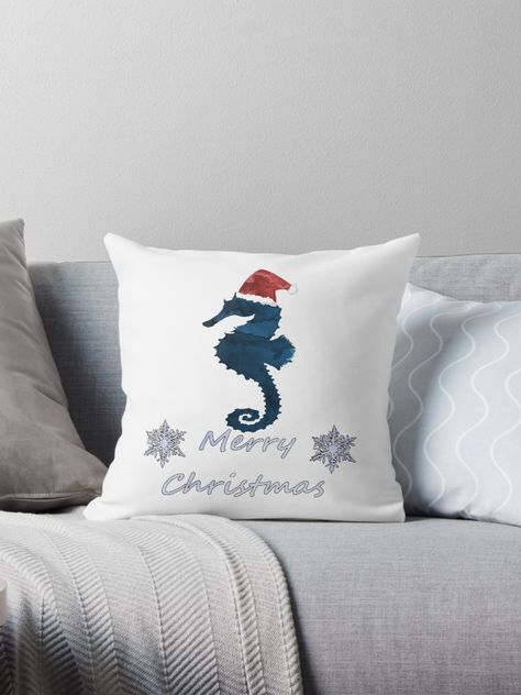 Christmas Seahorse, Marine Christmas, Florida Christmas, Christmas And Winter, Christmas Cushions, Seahorses, Winter Design, Hello World, Winter Decor