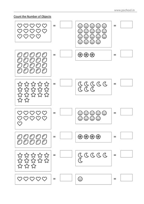 Counting Objects Worksheets 1-20, Counting Objects Worksheets, Worksheet For Nursery Class, Alphabet Chart Printable, Easy Math Worksheets, Lkg Worksheets, Counting Worksheets For Kindergarten, Preschool Charts, Kindergarten Math Worksheets Addition