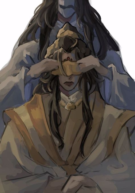 Xie Lian & White No-Face from Heaven Official's Blessing White No Face, Chinese Folk Art, Heaven Official's Blessing, Scum Villain's Self-saving System, Chinese Man, Jojo Anime, No Face, Heaven's Official Blessing, Book Fandoms