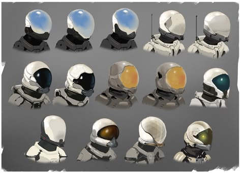 ArtStation - Astronaut Helmets and Suits, Anton Amstad Astronaut Helmet Design, Astronaut Helmet Drawing, Astronaut Oc, Space Suit Concept Art, Space Suit Helmet, Sci Fi Astronaut, Helmet Concept, Space Suits, Astronaut Helmet