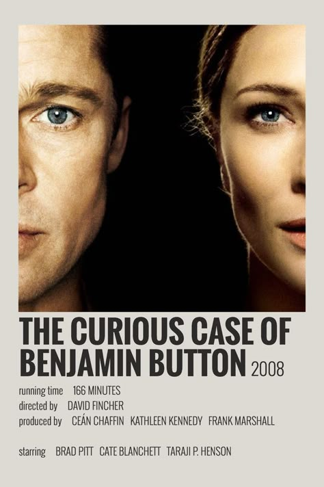 The Curious Case Of Benjamin Button Poster, The Curious Case Of Benjamin Button, Curious Case Of Benjamin Button, Minimalist Polaroid Poster, Romcom Movies, Benjamin Button, Most Paused Movie Scenes, Movie Card, Movie To Watch List