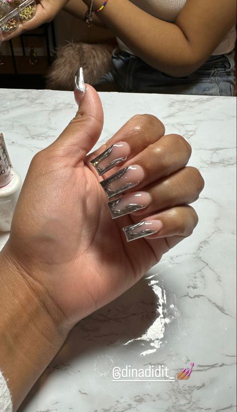 Silver Nails With Rhinestones, Holiday Nails Designs, Jamaica Holiday, Acrylic Toe Nails, The Audacity, Hard Nails, Diy Acrylic Nails, Colored Acrylic Nails, Work Nails