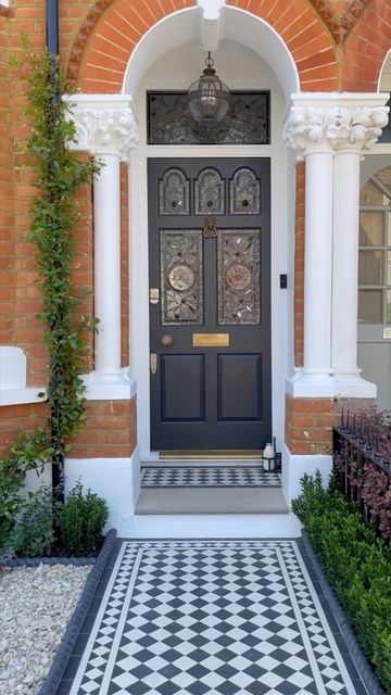 No.17 House on Instagram: "Making an entrance. We’ve spent the last few weeks giving our front garden a total makeover, from a new @LondonMosaic pathway installed by @Surrey.Ceramics, to Cotswold Buff chippings and beautiful plants, designed and planted by us. We opted for a mix of Annabel Hydrangeas, Nepeta, Star Jasmine and Pittosporum - we can’t wait to see it grow. What do you think? #No17House" Terraced House Exterior, Victorian Terrace Front Garden, Victorian Entrance, Victorian Front Garden, Victorian Front Door, Terrace House Exterior, Victorian Front Doors, Garden Front Of House, Victorian Porch