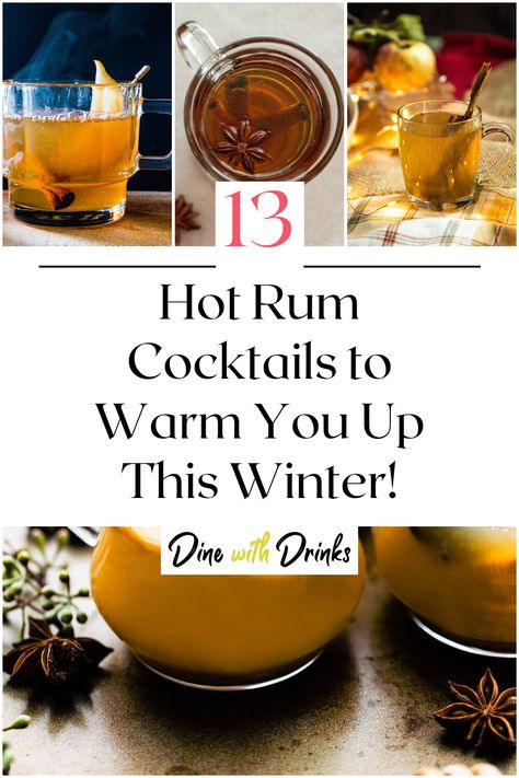 Collage of 4 hot rum cocktails. Hot Alcoholic Drinks, Warm Winter Cocktails, Spiced Rum Recipes, Spiced Rum Drinks, Spiced Rum Cocktails, Spiked Tea, Holiday Drinks Christmas, Tea Cocktail Recipes, Rum Drinks Recipes