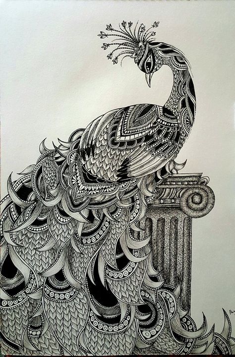 Zentangle Animals Art, Micron Pen Art, Detailed Mandala, Zentangle Animals, Micron Pens, Starry Night Art, Buddha Art Drawing, Easy Mandala Drawing, Easy Mandala