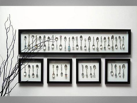 Great idea to showcase a collection! Collector Spoon Display by Framehouse Boutique, via Flickr Vintage Spoon Display, Antique Spoon Display, Collector Spoon Display Ideas, Spoon Collection Display Ideas, Spoon Display Ideas, Spoon Collection Display, Spoon Display, Spoon Rack, Spoon Art