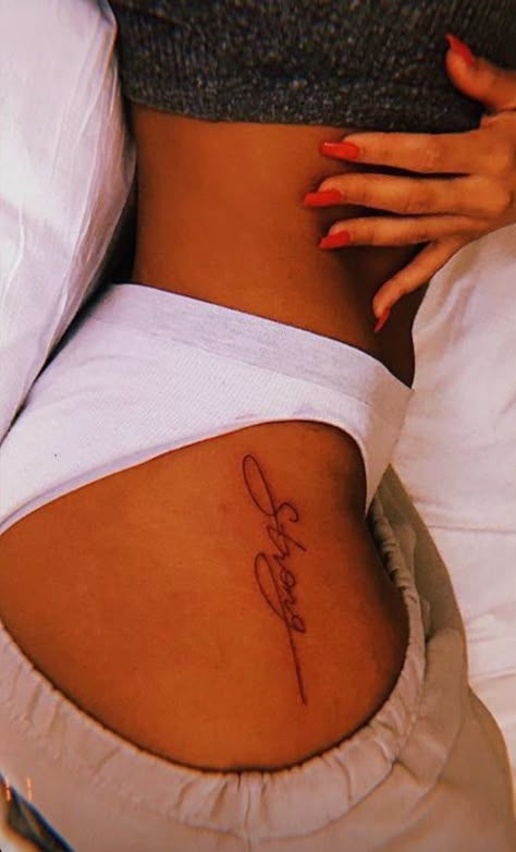 Neck Tattoo Cursive, Tattoo Cursive, Dani Leigh, Strong Tattoos, Cursive Tattoos, Pretty Hand Tattoos, Neck Tattoos Women, Hip Tattoos Women, Black Girls With Tattoos