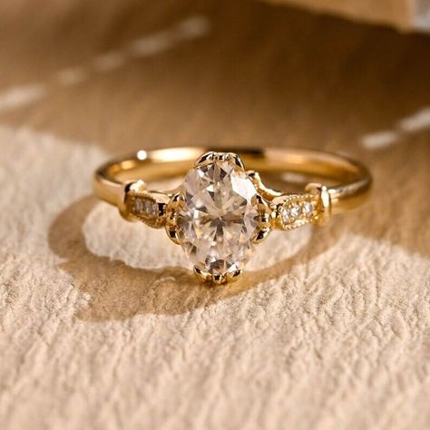 Oval Cut Moissanite Cathedral Setting Engagement Ring Vintage Wedding Jewelry Wedding Rings Old Fashion, Late Victorian Engagement Ring, Vintage Engagement Rings Moissanite, Oval Engagement Ring Antique, Vintage Wedding Ring Aesthetic, Vintage Romantic Engagement Rings, Western Inspired Wedding Rings, Three Piece Engagement Ring, Greek Engagement Rings