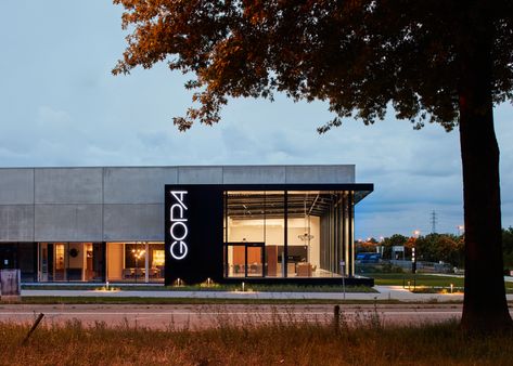 Architecture • Studio Segers Modern Warehouse Design Exterior, Modern Factory Architecture, Factory Facade Design, Industrial Building Design, Warehouse Architecture, Industrial Facade, Bi Fold Doors, Retail Facade, Commercial Design Exterior