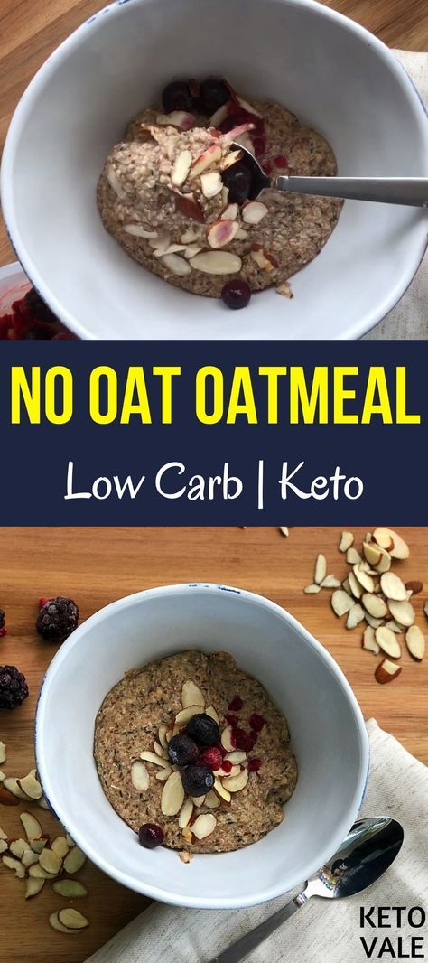 Low Carb Keto No Oats Oatmeal recipe with Flaxseed meal, Almond Milk, Hemp Hearts, Chia Seeds, MCT Oil Keto Oatmeal, Flaxseed Meal, Breakfast Oatmeal Recipes, Breakfast Oatmeal, Flax Seed Recipes, Hemp Hearts, Oatmeal Recipe, Vegan Keto, Paleo Breakfast