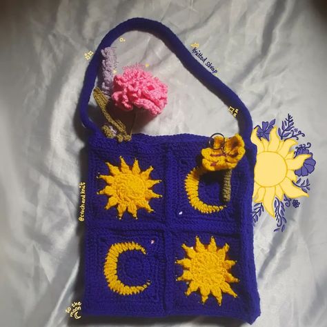 ✨ 🌙 Lost and Found 🌙 ✨ A complimentary Sundrop flower keychain will be provided with every bag purchase. 💛 DM to order. ✨Size: Height: 12 inches Length: 11 inches Depth: 2.5 inches Strap: 25 inches . . Tags: (Crochet, crochet bag, Rapunzel, Sundrop, customize, tangled, moon and sun, flower, knitted strap) #crochetaccessories #crochetkeychain #crochetersofinstagram #sun #crochetbag #flowers #crochetpakistan #tangled #rapunzel #rapunzelcrochet Sundrop Crochet, Sundrop Flower, Flower Keychain, Moon And Sun, Tangled Rapunzel, Lost And Found, Crochet Keychain, Lost & Found, Crochet Accessories