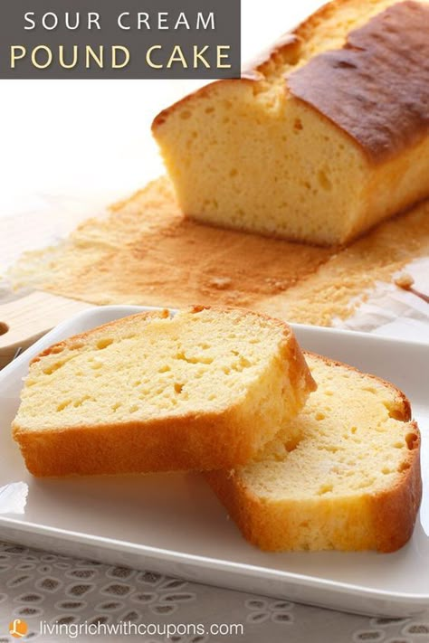 Sour Cream Pound Cake Recipe, Cream Pound Cake Recipe, Easy Pound Cake, Pound Cake Recipes Easy, Sour Cream Pound Cake, Sour Cream Recipes, Sour Cream Cake, Pound Cake Recipe, Loaf Cake