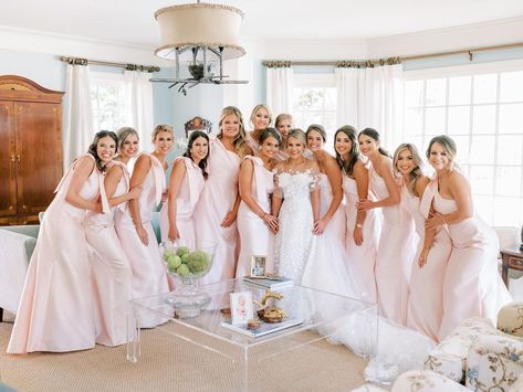 pretty in pink 🎀 these embellished mother of pearl studs were the perfect finishing touch to these blush bridesmaid dresses | 📷:… | Instagram Blush Pink Theme Wedding, Bella Bridesmaid Dresses, Blush Bridesmaids, Bridesmaid Attire, Blush Bridesmaid Dresses, Bella Bridesmaid, Bright Wedding, Wedding 2025, Blush Bride