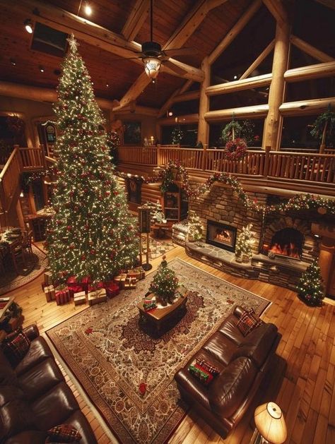 Christmas Tree In Big House, Christmas Tree Through Roof, 12ft Christmas Tree, Huge Christmas Tree, Big Christmas Tree, Rich Home, Xmas Trees, Big Houses, Dream Houses