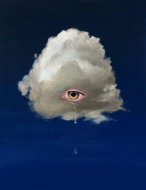 Lithography Art, Surreal Art Painting, Painting Clouds, Brown Eye, Nature Painting, Surrealism Painting, Sticker Ideas, Cloud Painting, Graphic Wallpaper