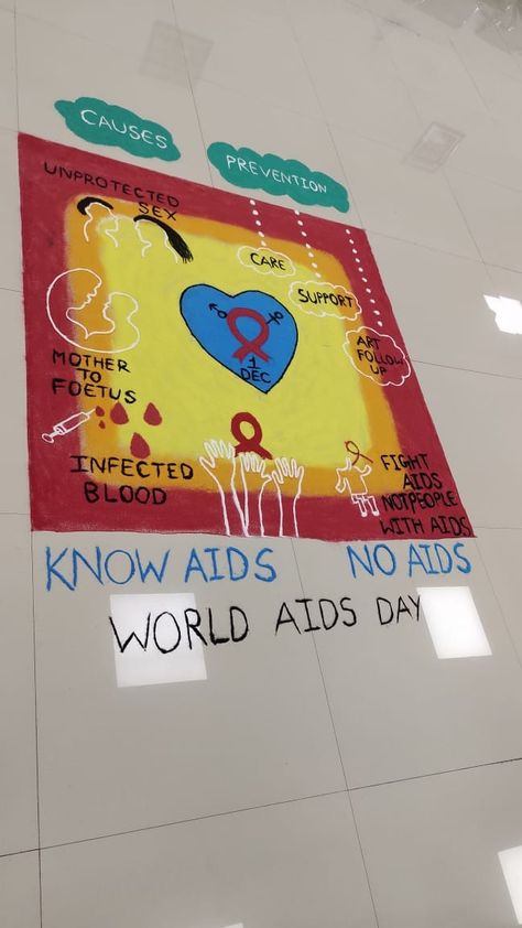 Aids Day Rangoli Design, Hiv Aids Art Poster Drawing, Hiv Aids Art Poster, Aids Awareness Poster Art, Aids Poster Design Art, Hiv Poster, Aids Poster, Poster Drawing Ideas, Poster Rangoli