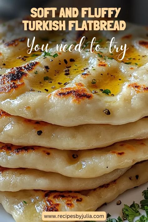 Learn how to make soft and fluffy Turkish Bazlama flatbread with just 3 ingredients! Perfect for dips, wraps, or enjoying warm with butter. Moroccan Flatbread, Turkish Flatbread Recipe, Turkish Flatbread, Turkish Bread, Handmade Bread, Oven Bread, Dutch Oven Bread, Lunch Dinner Ideas, Flatbread Recipes