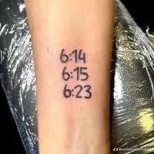 6:14 6:15 6:23 Tattoo, We Three Tattoo, Sara Tattoo, Three Tattoo, Cool Tattoo Drawings, Funky Tattoos, Realistic Tattoo, Stylist Tattoos, Badass Tattoos