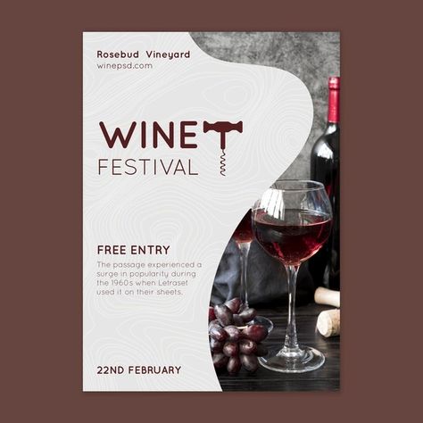 Wine Festival Poster, Wine Advertising, Digital Advertising Design, Wine Logo, Poster Template Free, Wine Magazine, Presentation Design Layout, Wine Event, Wine Poster