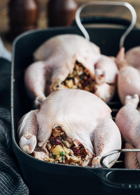 Xmas Dinner Recipes, Apple Cider Glaze, Cornish Hen Recipe, Rice Stuffing, Cornish Hens, Christmas Food Dinner, Wild Rice, Holiday Cooking, Poultry Recipes