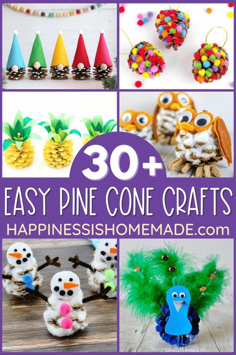 30 Easy pine cone crafts for kids and adults! Gather some pinecones, and let's get crafting with these super awesome pine cone craft ideas! Easy Pine Cone Crafts, Pine Cone Crafts For Kids, Fall Kids Crafts, Pine Cone Craft, Pinecone Crafts Kids, Pine Needle Crafts, Pinecone Crafts Christmas, Adventure Summer, Necktie Crafts