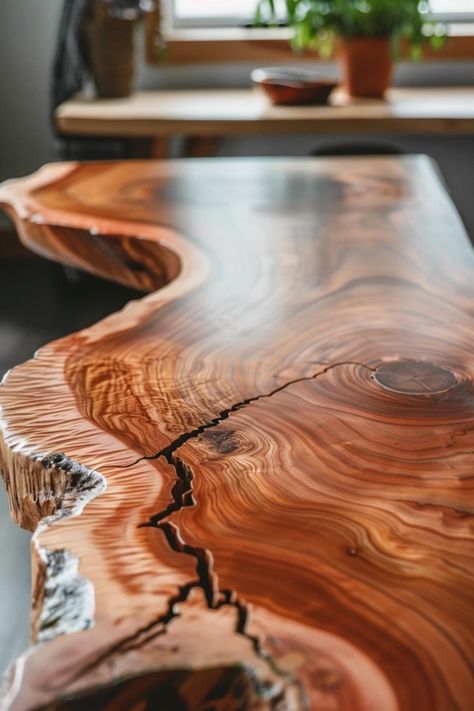 Explore stunning live edge wood designs that enhance your home decor. This pin highlights unique furniture pieces that bring natural warmth and modern style to your space. Live Edge Projects, Chic Tables, Live Edge Wood Furniture, Mountain Property, Live Edge Shelves, Live Edge Design, Balcony Bar, Backyard Balcony, Unique Furniture Pieces