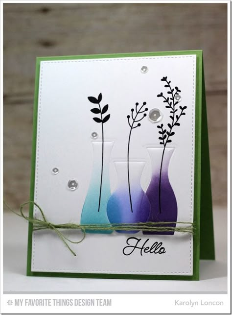 KKL_JAN1916-January-Card-Kit- Vase Cards, Stamped Flowers, Mft Cards, Hello Cards, Mft Stamps, Green Cards, Stamping Up Cards, Fun Fold Cards, Card Making Inspiration