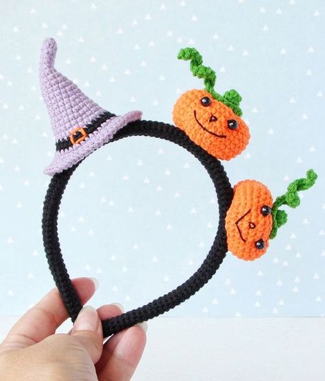 Halloween headband, Crochet head accessory, Halloween decor Crochet Pattern, DIY Witch Hat Headband Diy Halloween Headbands, Animal Costumes For Adults, Witch Hat Headband, Crochet Animal Hats, Puff Flower, Kids Crochet Pattern, Headband Crochet, Crochet Hair Clips, Fall Crochet Patterns