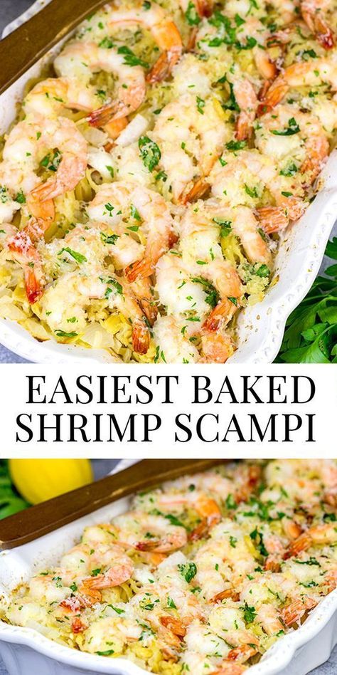 Easy Baked Shrimp, Baked Shrimp Recipes, Seafood Dish Recipes, Baked Shrimp Scampi, Hp Sauce, Seafood Entrees, Scampi Recipe, Shrimp Dinner, Best Seafood Recipes