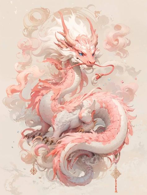 Eastern Dragon, Yin Yang Tattoos, Mystical Animals, Dragon Artwork Fantasy, Pink Dragon, Dragon Illustration, Japanese Dragon, Dragon Pictures, White Dragon