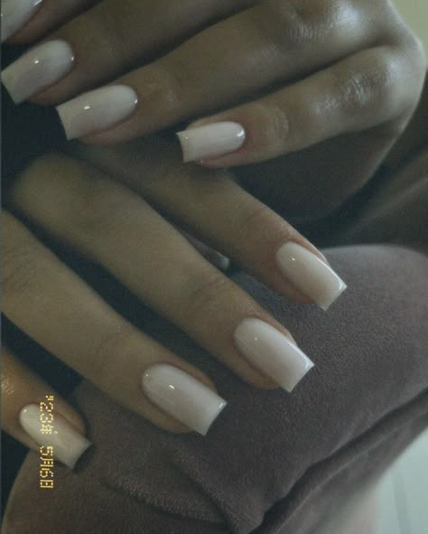 Milky Nails Acrylic, White Milky Nails Acrylic, Ivory Nails, Milky White Nails, Blush Pink Nails, Nail Types, Purple Acrylic Nails, Milky Nails, Beige Nails