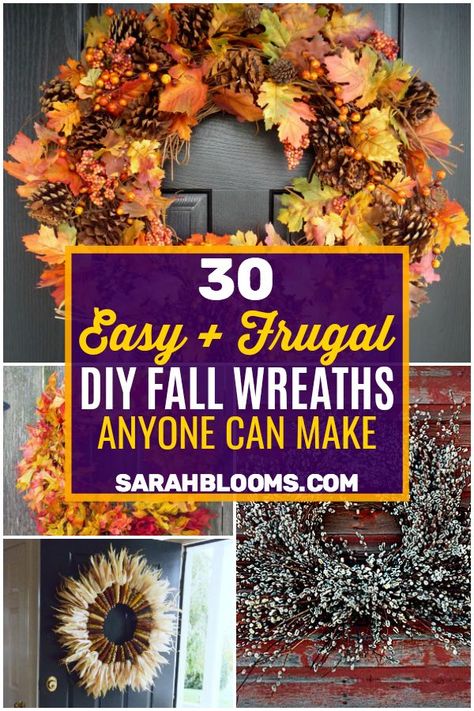 DIY Dollar Store Fall Wreaths That Will Instantly Upgrade Your Home #frugalliving #diyprojects #diyhome #diyfall #falldecor #diyfalldecor #homedecor #millennial #moneyhacks #savemoney Diy Fall Wreaths, Diy Hanging Shelves, Diy Fall Wreath, Fun Craft, Mason Jar Diy, Mason Jar Crafts, Fall Decor Diy, Jar Crafts, Fall Wreaths