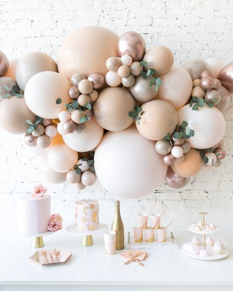 Glam Tan - Backdrop Balloon Garland Install Piece with Greenery/Pampas — Paris312 Tan Balloon Garland, Backdrop Balloon Garland, Balloon Garland Backdrop, Door Decorations Classroom Christmas, Backdrop Balloon, Bridal Shower Balloons, Garland Backdrops, Fresh Eucalyptus, Balloon Installation