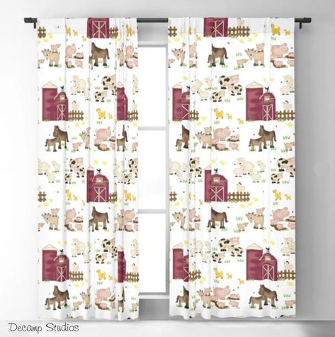 Country Window Treatments, Kids Blackout Curtains, Baby Girl Wallpaper, Farm Animal Nursery, Boy Girl Nursery, Woodland Animal Nursery, Nursery Curtains, Kids Curtains, Boys Bedding