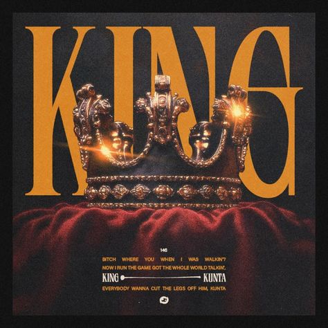 146 ▪︎ 2024 / KING _ Celebrating the last year of my "roaring 20s" and feeling like a KING 👑 _ #madewithcc #graphicdesign #typography #typeface #albumcover #coverdesign #artwork #covers #soundpack #design #gfx #365daysofdesign #posterdesign #posterart #designerlife #designassets #designbreakdown #designer #photoshopartwork #illustrator #art #adobe #king #kingdom #crown #gold #goldcrown #kingkunta #kendricklamar Crown Poster Design, King Typography, Crown Background, 30th Birthday For Him, Cover Art Inspiration, Crown Illustration, Typography Typeface, Album Cover Ideas, Photoshop Artwork