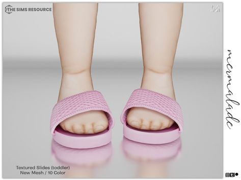 The Sims Resource - Textured Slides (toddler) S154 Donut Shoes, Bandeau Skirt, Cc Shoes, Sims 4 Cc Shoes, Sims 4 Teen, Platform Heels Boots, Ditsy Floral Dress, Sims 4 Toddler, Toddler Socks