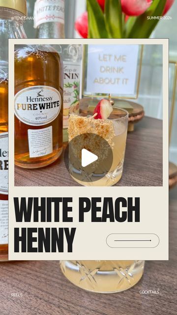 Teneisha Vonnaye on Instagram: "Happy Cognac Day! Celebrate with this refreshing White Peach Hennessey cocktail. 🍑🥃✨ Enjoy the sweet taste of summer with every sip!

Ingredients:
- 1 White Peach
- 1 oz White peach syrup
- 2 oz Pure White Hennessy
- 0.5 oz Peach Schnapps or Cointreau (I was out of schnapps)
- Ice
- Agave
- Brown sugar

Method:
1. Cut up a white peach and add it into a shaker.
2. Pour in white peach syrup.
3. Add Pure White Hennessy and Peach Schnapps or Cointreau.
4. Add ice, cover with the lid, and shake well.
5. Rim the side of a glass with agave and brown sugar.
6. Use a lighter to crystallize the brown sugar 
7. Strain the cocktail into the prepared glass over ice.
8. Garnish with a white sliced peach and enjoy!

#CognacDay #WhitePeachHennessey #Cheers #hennessy #pure White Hennessy, Peach Syrup, Peach Schnapps, Cut Up, Sweet Taste, Pure White, The Sweet, Brown Sugar, Cognac